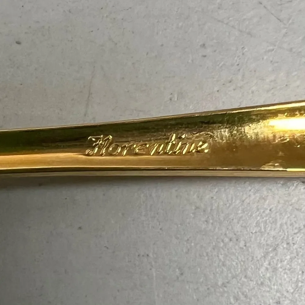 VINTAGE FLORENTINE Set of 6 Goldtone  Spoons Serving Utensils Elegant